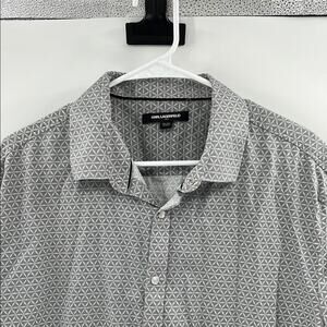 Karl Lagerfeld Men's Pearl Snap Short Sleeve Shirt - Gray/White - XXL